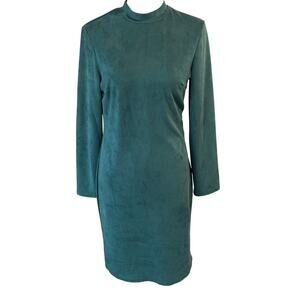 Shein Green Mock Neck Long Sleeve Bodycon Dress Size XL